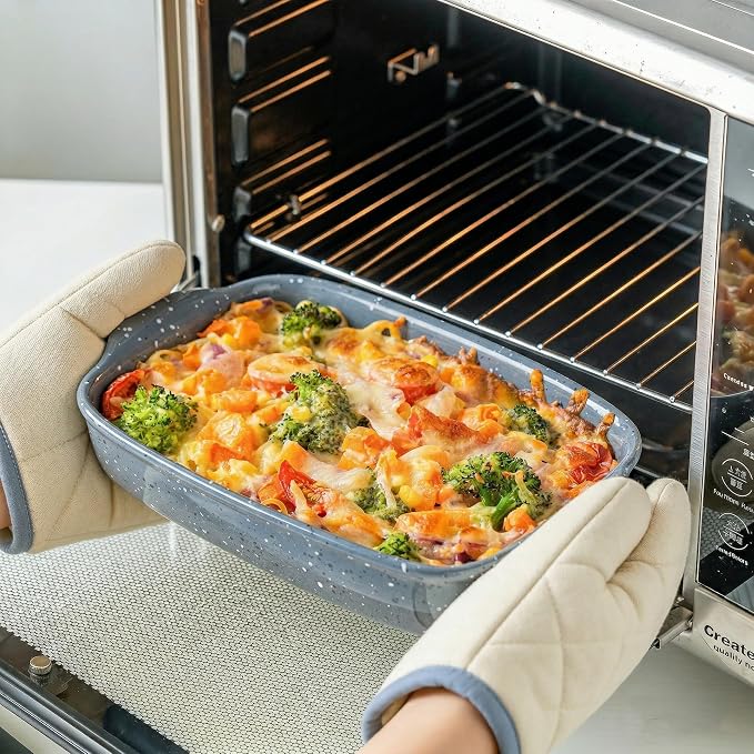 Ceramic Bakeware Dish Set of 3, Rectangular Baking Casserole - Image 3