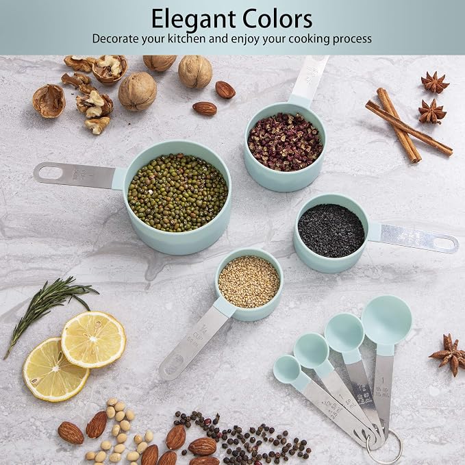 Measuring Cups and Spoons Set of Huygens Kitchen Gadgets 10 Pieces, Stackable - Image 6