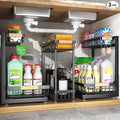 Sevenblue 3 Pack Under Sink Organizer, Height Adjustable 2 Tier Pull-Out Metal by Sevenblue