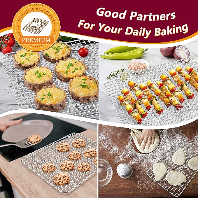 P&P CHEF 16 + 12.5 + 9 Inch Baking Sheet and Rack Set, Stainless Steel Cookie - Image 5