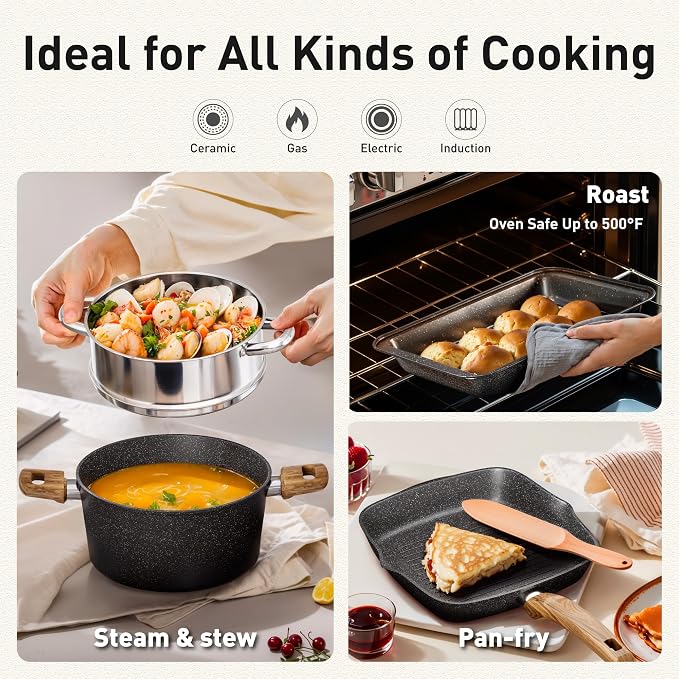 30 Piece Pots and Pans Set Non Stick, Granite Induction Cookware Sets, Nonstick - Image 7