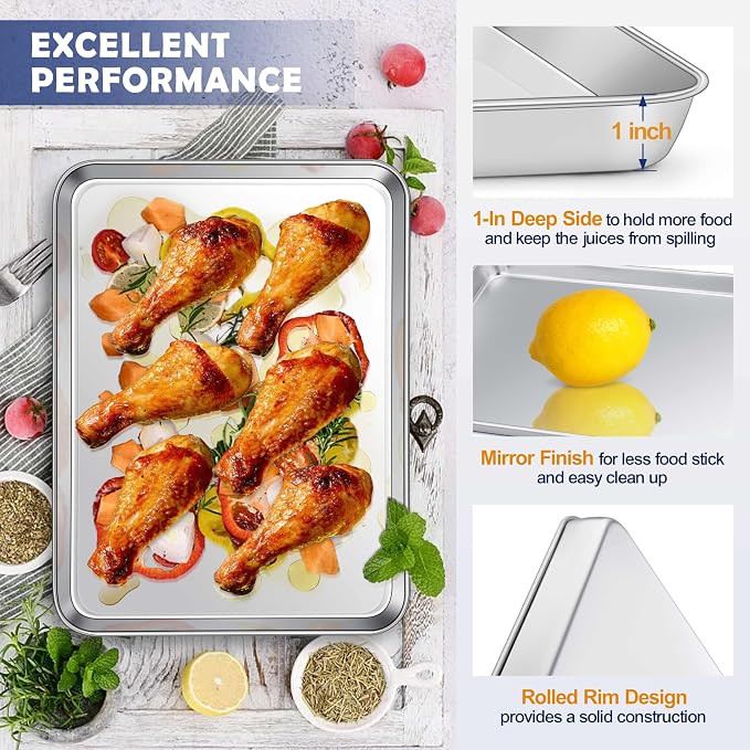 16 Inch Baking Sheet Pan with Rack Set, Joyfair Stainless Steel Toaster Oven - Image 3