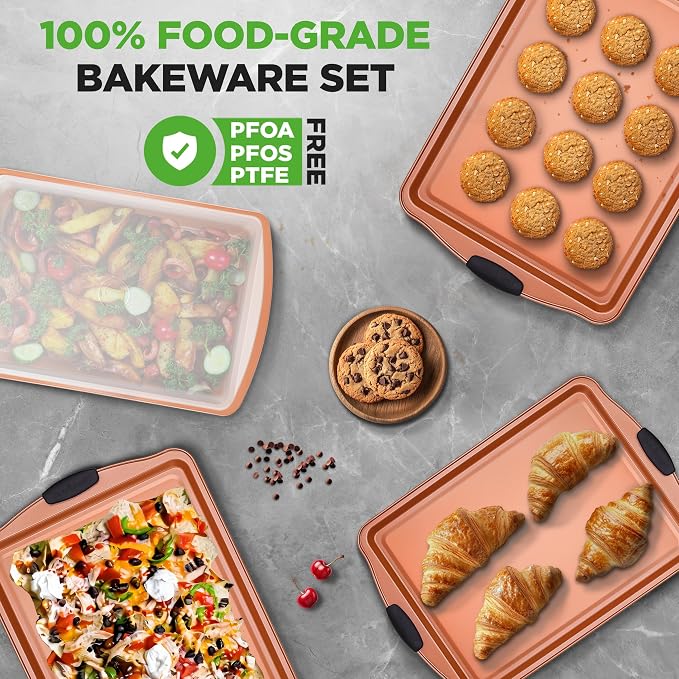 NutriChef 5‑Piece Non‑Stick Bakeware Set – Premium Carbon Steel Baking Pans Set - Image 5