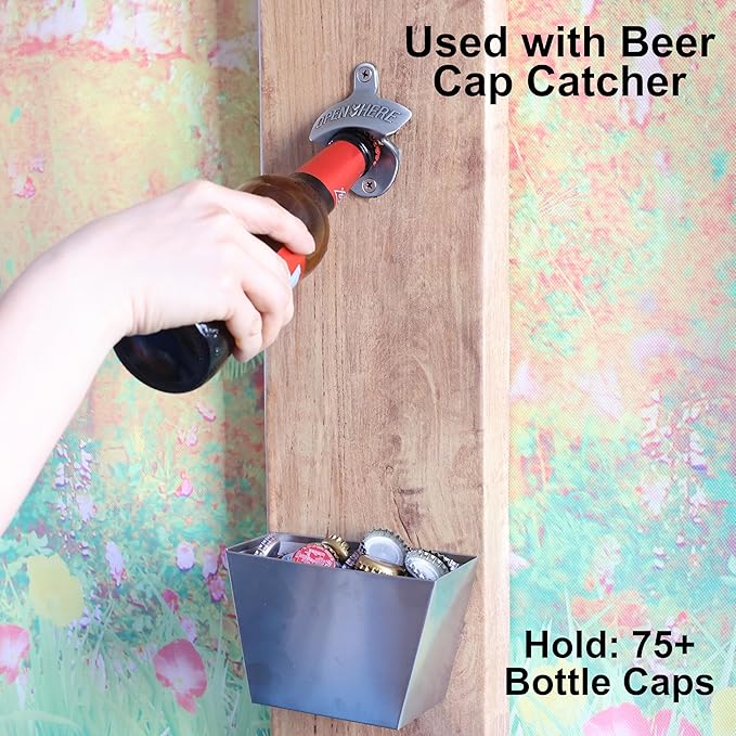 Old Style Wall Mounted Bottle Opener, Rustic Silver Rustproof Screw in Wall - Image 3