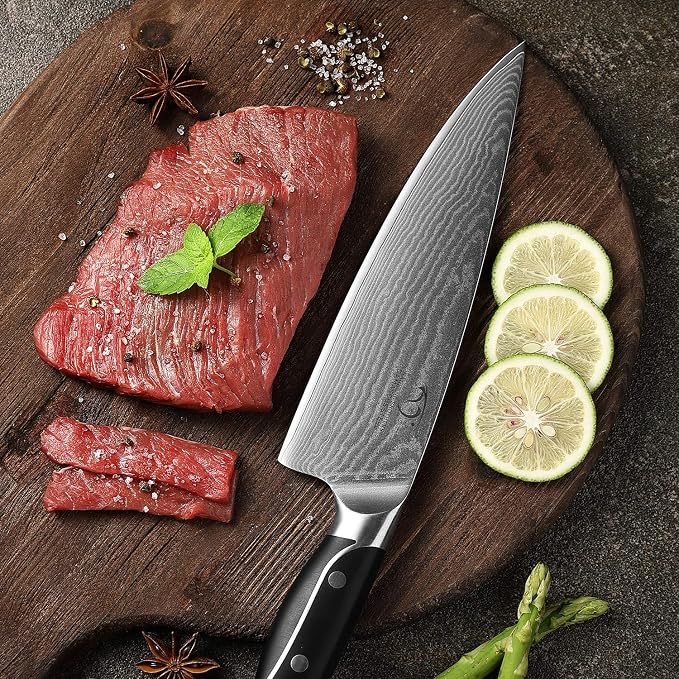 18 Pieces Damascus Kitchen Knife Set, 8 Piece Steak Knives, Non-slip ABS - Image 6