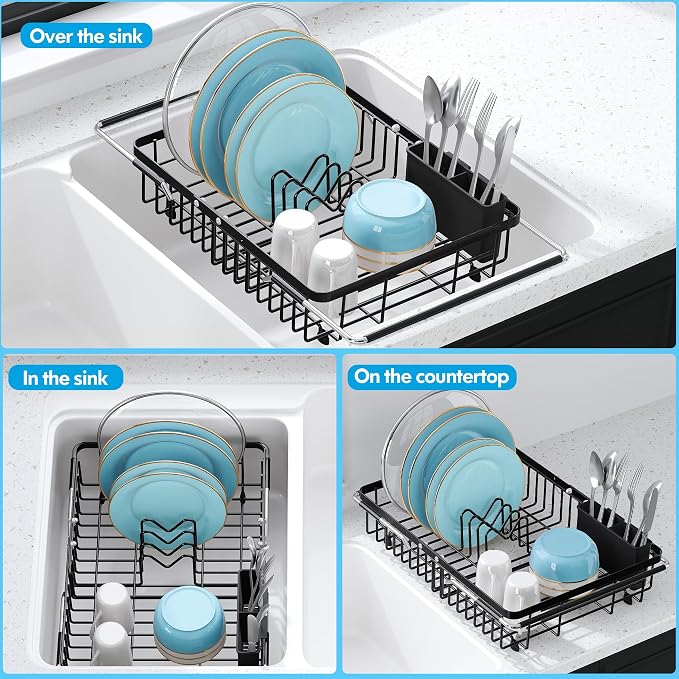Expandable Stainless Steel Dish Drying Rack Over The Sink - Image 4