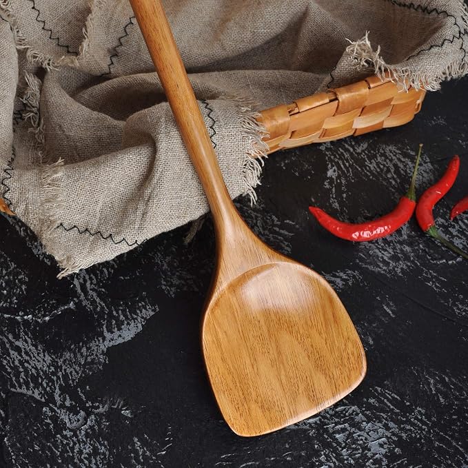 FJNATINH Wooden Spatula with Long Handle - Image 3