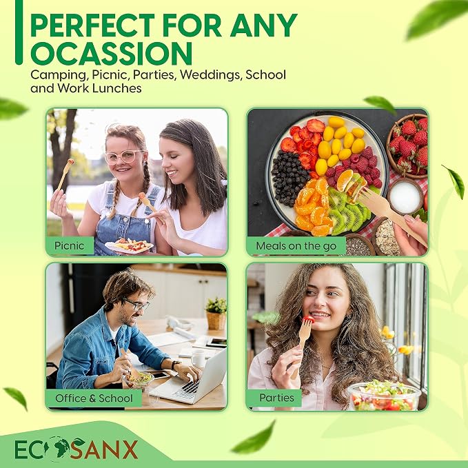 ECOSANX® 300 PCs Wooden spoons for eating, 6.5" Splinter Free small disposable - Image 4