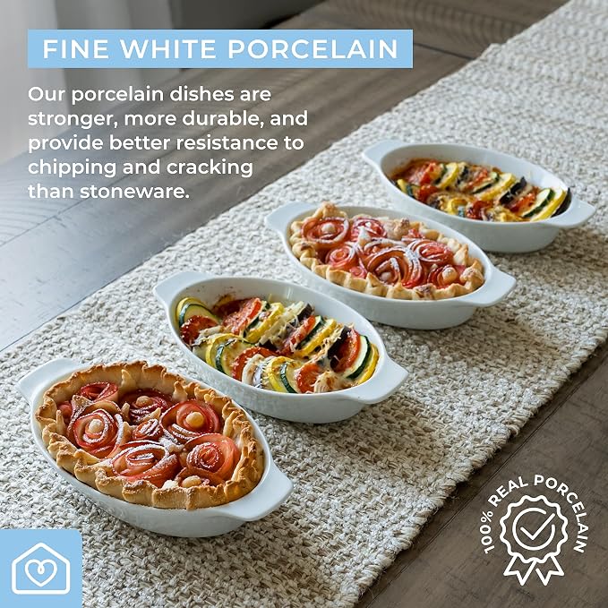 Heartland Home Porcelain Mini Casserole Dish Oval Au Gratin Dish. Cauliflower - Image 5