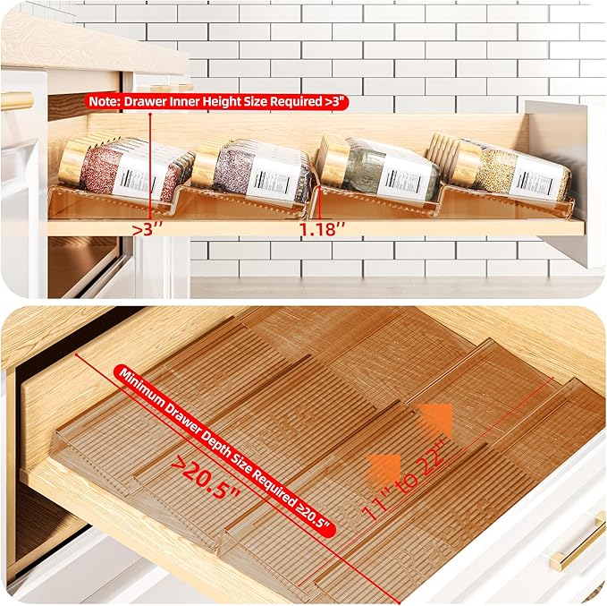 MUDEELA Clear Spice Drawer Organizer, 4 Tier- 4 Set Spice Rack - Image 3
