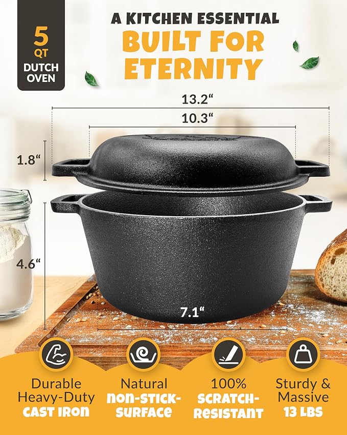 CRUSTLOVE Cast Iron Dutch Oven for Bread Baking - Image 3