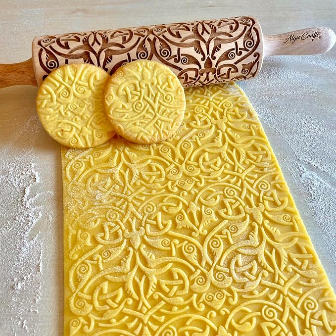 FLEUR DE LIS KNOT Embossing Rolling Pin. Dough Roller - Image 2
