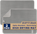 Large Dish Drying Mat 2 Pack, 23.8" x 17.3" Microfiber Ultra Absorbent by Hydro2Go