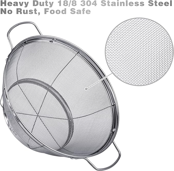 3 Pack 18/8 Stainless Steel Colander Sieves, Mesh Strainer Net Baskets - Image 2