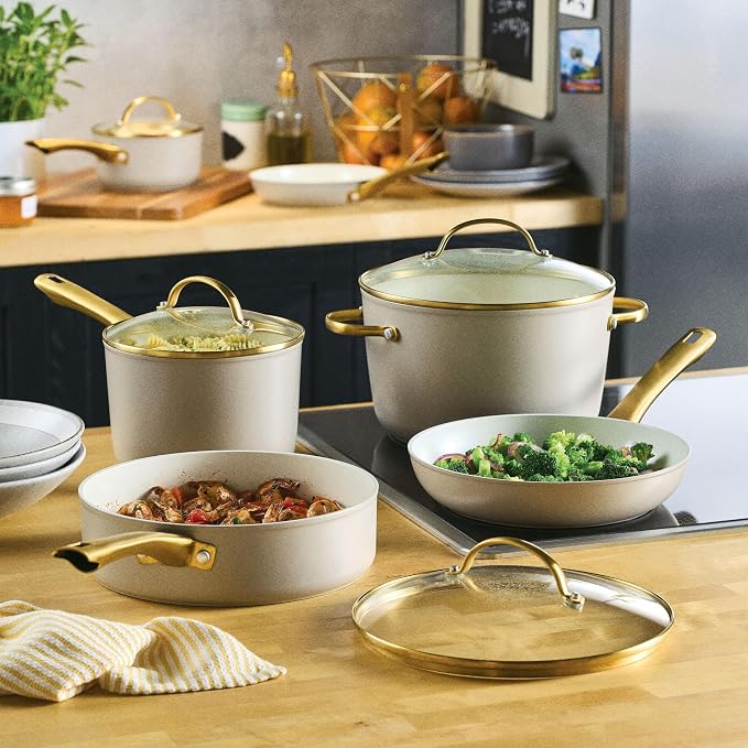 Farberware Forged Induction Ceramic Nonstick Cookware Set, Taupe Pots & Pans - Image 10
