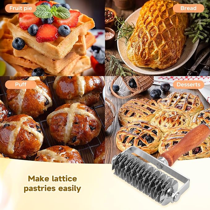 Pastry Lattice Roller Cutter, Stainless Steel Dough Cutter Wheel - Image 6
