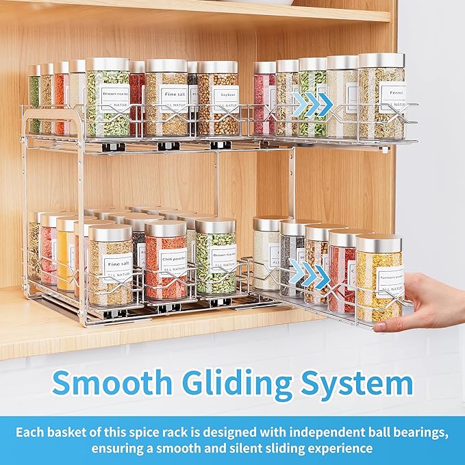 BOIVSHI Spice Rack Organizer, Heavy Duty Vertical Spice Rack Pull Out - Image 3