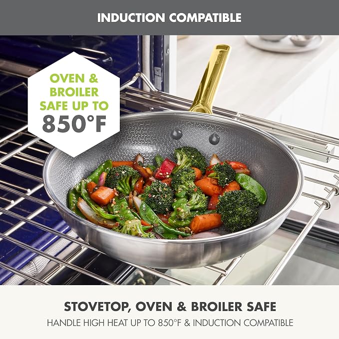GreenPan Hybrid 11” Nonstick Stainless Steel Wok Pan, APEX Tri-Ply Thermobond - Image 5