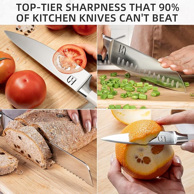 Knife Set, Premium 15 Piece Japanese High Carbon Stainless Steel Knives Set - Image 4