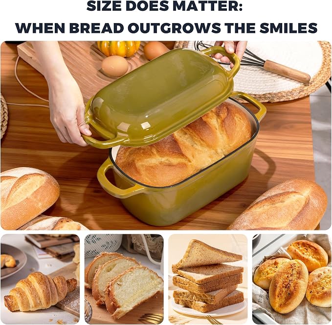 4.6 Quart Dutch Oven for Bread Baking, Combo Oval Enameled Cast Iron Bread Pan - Image 7