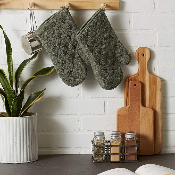 DII Basic Terry Collection 100% Cotton Quilted, Oven Mitt, 2 Piece - Image 5