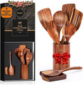 Mooues Wooden Spoons for Cooking, Wooden Utensils for Cooking Natural Teak by Mooues