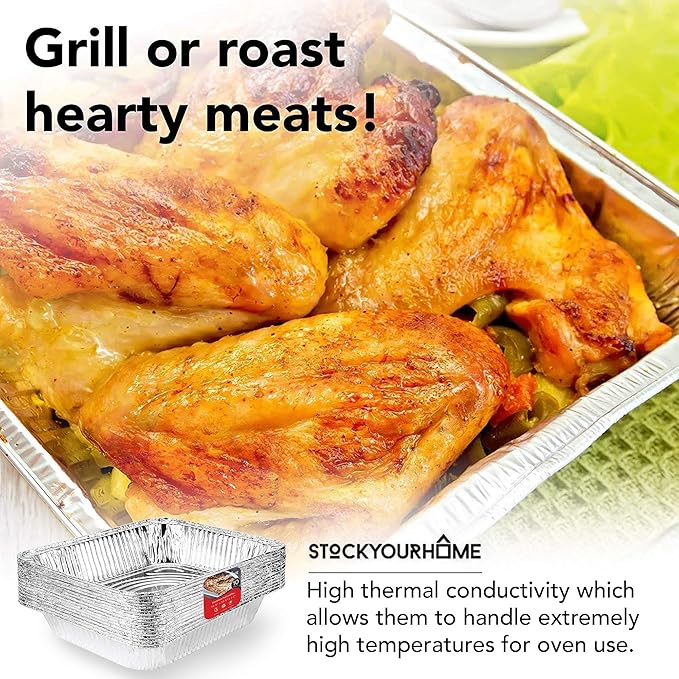 Stock Your Home Aluminum Pans 9x13 Disposable Foil Pans - Image 6