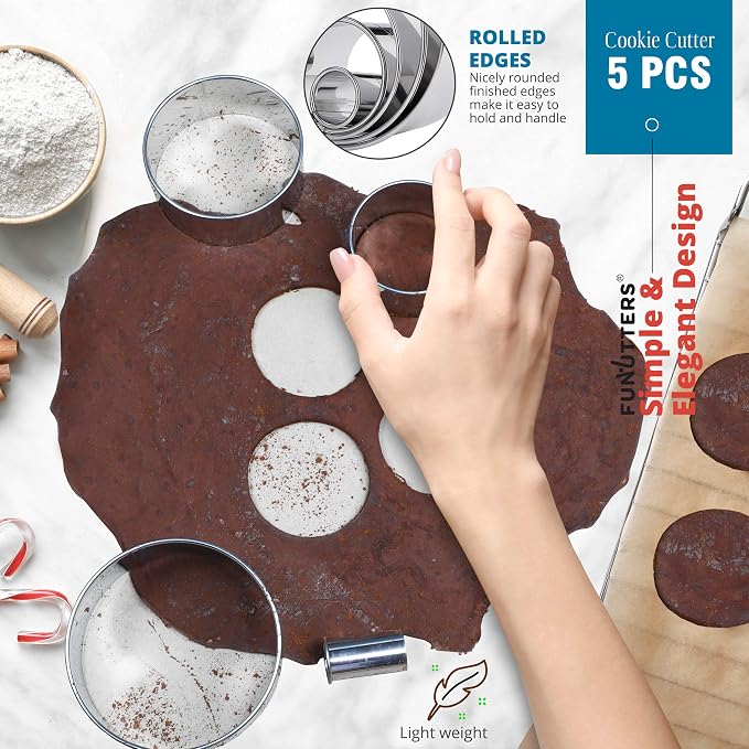 Cookie Cutter Set, Measuring 1'', Round Metal Baking Rings - Image 4