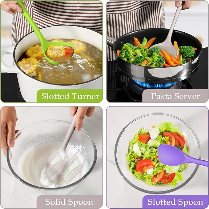 LIANYU 8Pcs Kitchen Cooking Utensils Set, Silicone Utensils Spatula Set - Image 6