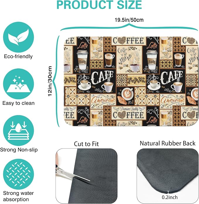 Fun Coffee Mat 19inx12in, Coffee Bar Mat - Image 5
