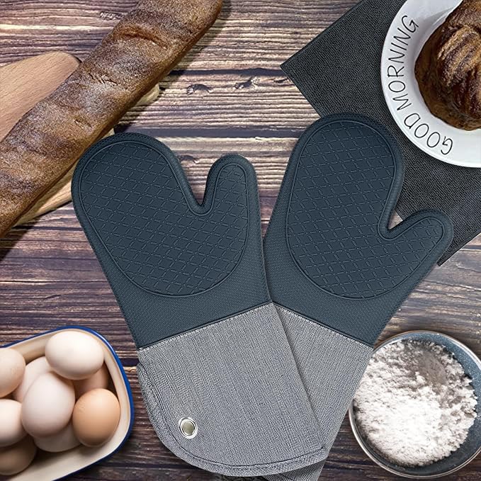 Professional Microwave Silicone Oven Mitts one Pair, Kitchen Mitten Set - Image 6