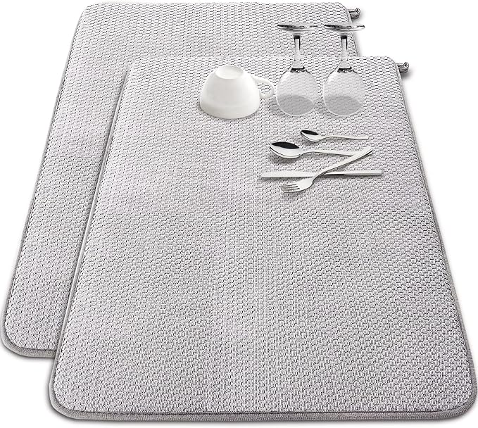 2 Pack Extra Large Microfiber Dish Drying Mat, 30 x 24 Inch Super Absorbent by Baaxxango