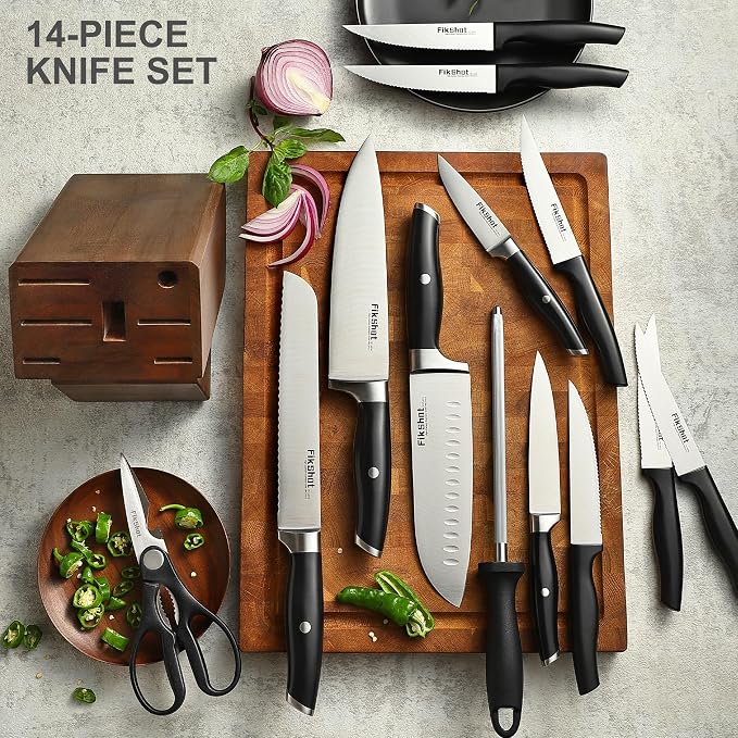 Fikshot Knife Set – German Stainless Steel, Ultra-Sharp, 14-Piece - Image 5