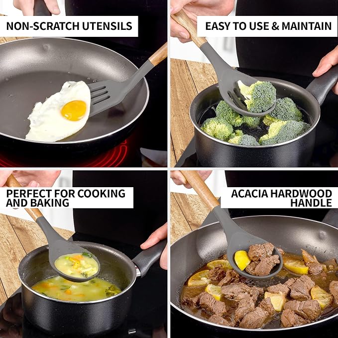 Zulay Kitchen Utensils Set Non-Stick Silicone Cooking Utensils Set - Image 3