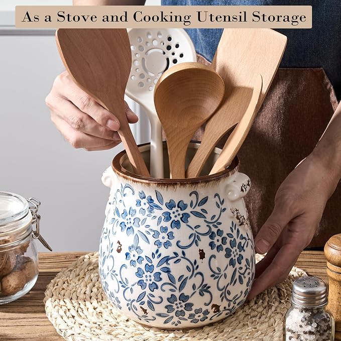 Utensil Holder for Kitchen Counter, Modern Farmhouse Rustic Cooking Utensil - Image 5