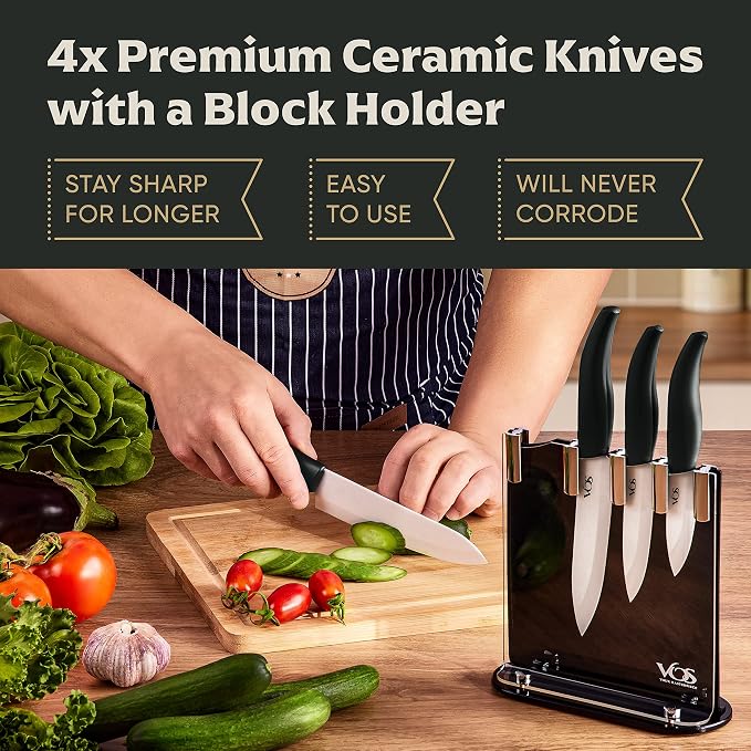 Vos Ceramic Knife Set with Block, Ceramic Knives Set - Image 2