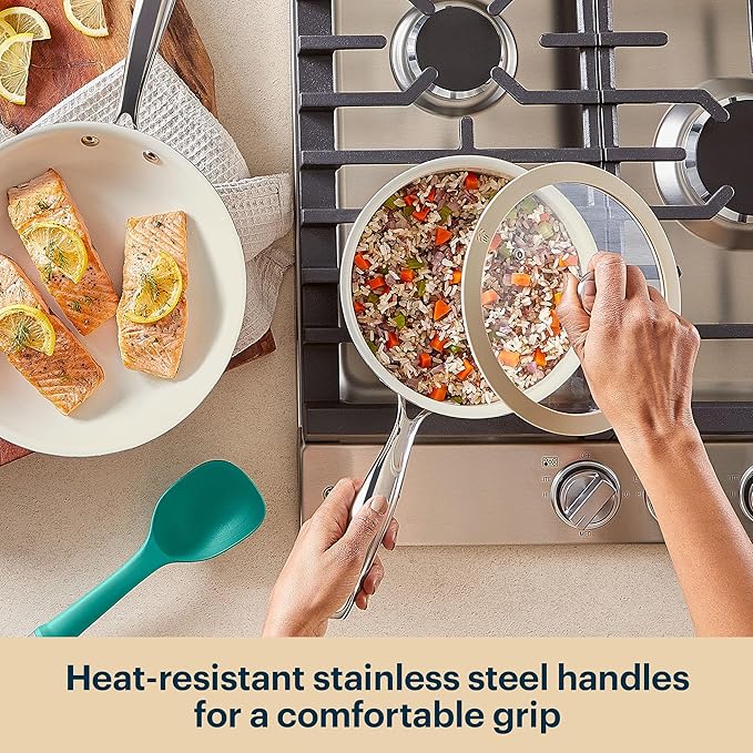 Pyrex 3-Piece Ceramic Cookware Fry Pan & Saucepan Set - Image 5