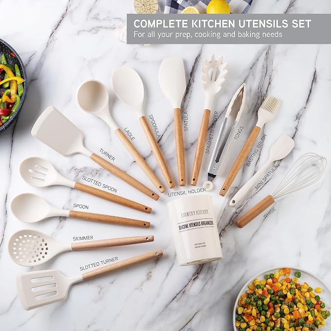Country Kitchen Non Stick Silicone Utensil Set - Image 2