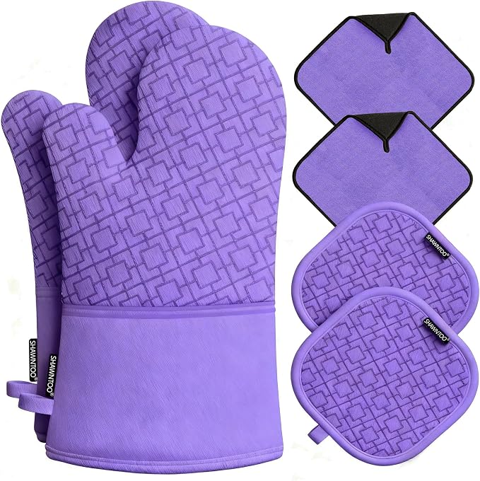 Oven Mitts and Pot Holders Sets 6pcs, Kitchen Oven Glove, High Heat Resistant by OvenMitts