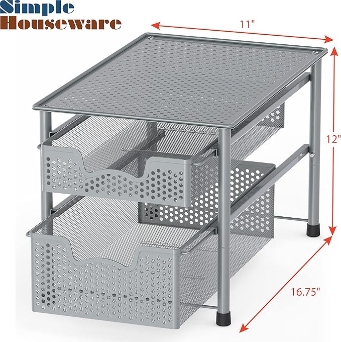 Simple Houseware Stackable 2 Tier Sliding Basket Organizer Drawer - Image 3