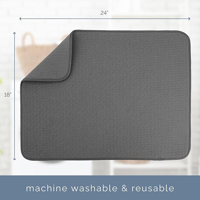 S&T INC. Dish Drying Mat XL, 18” x 24”, Absorbent Microfiber Kitchen Counter Mat - Image 6