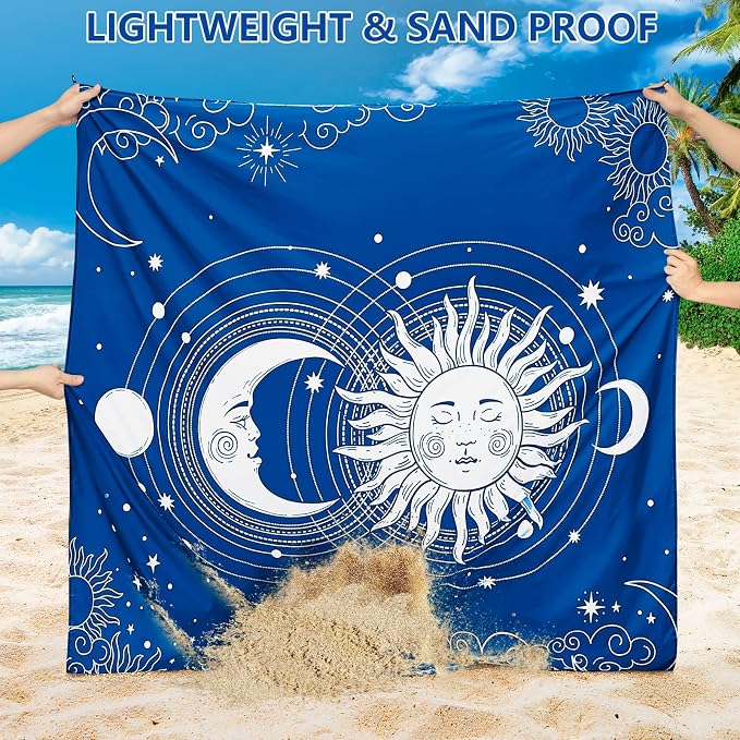 WIWIGO Beach Blanket Waterproof Sandproof Beach Mat 79" X 83"/10'x9'for 2-8 - Image 3
