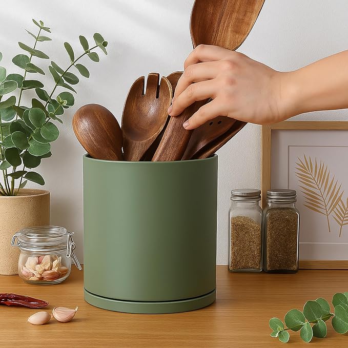D'vine Dev 360° Rotating Utensil Holder – 7.2" Kitchen Utensil Crock - Image 6