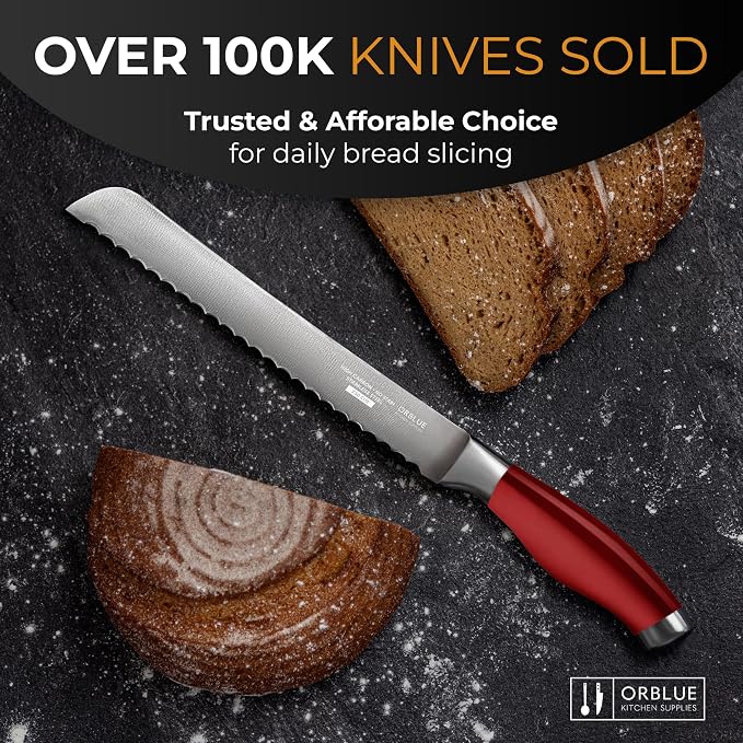 Orblue Serrated Bread Knife Ultra-Sharp Stainless Steel Professional Grade - Image 7