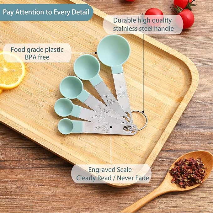 Measuring Cups and Spoons Set of Huygens Kitchen Gadgets 10 Pieces, Stackable - Image 3