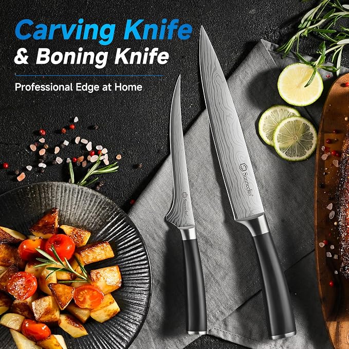 Sunnecko Knife Set with Block and Sharpener - Image 4