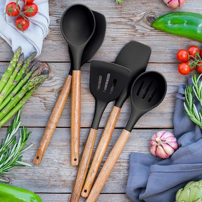 Kitchen Utensils Set, Silicone Cooking Utensils Set, Non-Stick Silicone Spatula - Image 7