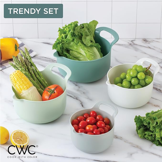 COOK WITH COLOR Nesting Plastic Mixing Bowl Set with Pour Spouts and Handles - Image 6