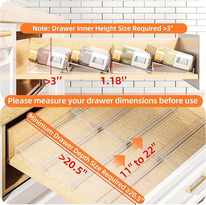 MUDEELA Clear Spice Drawer Organizer, 4 Tier- 2 Set Spice Rack - Image 2