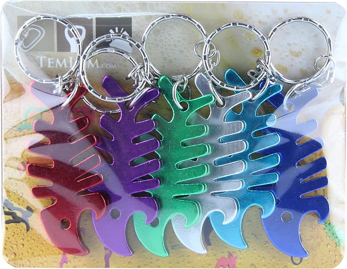 SWATOM Fish Bone 6PCS Bottle Opener Keychain Beer Openers Tool Key Chain Ring - Image 2